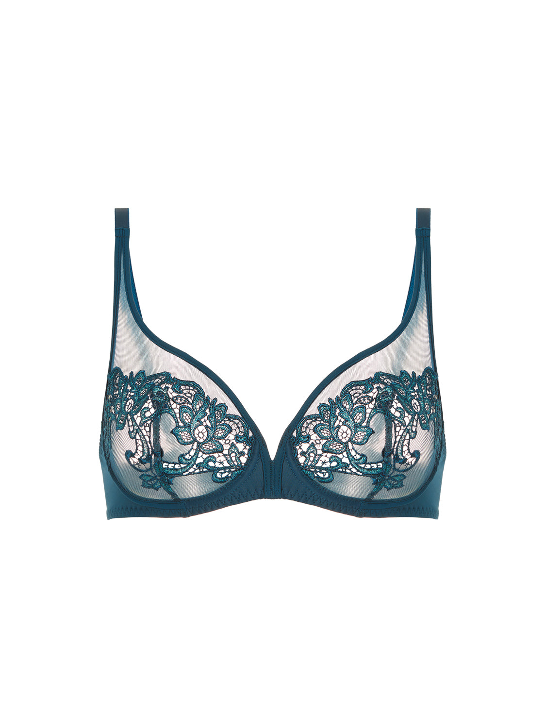 Plunging underwired bra - Prestige Blue