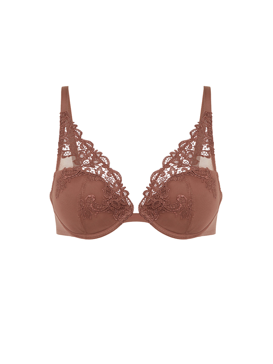 Plunging push-up bra - Tender Brown
