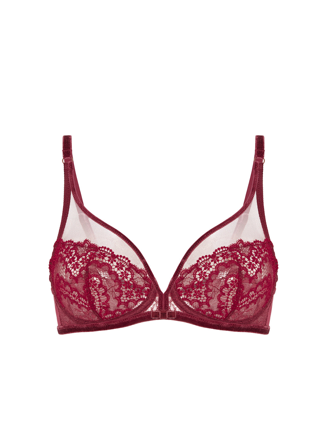 Plunging underwired bra - Spinel Red