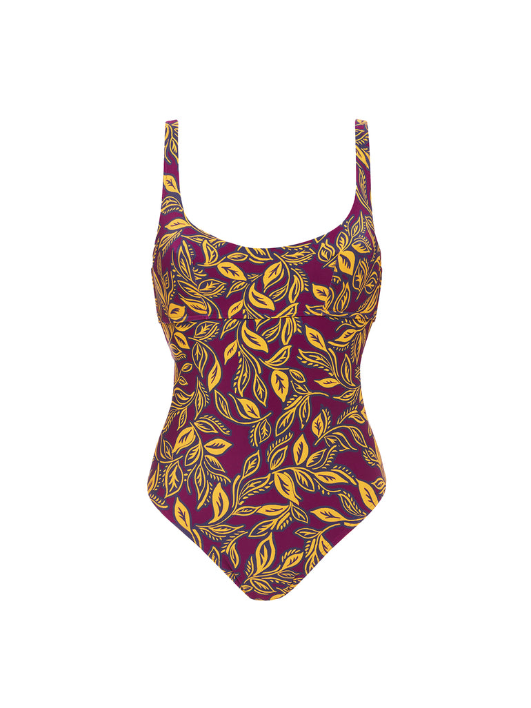 Underwired one-piece swimsuit - Agadir Purple Print