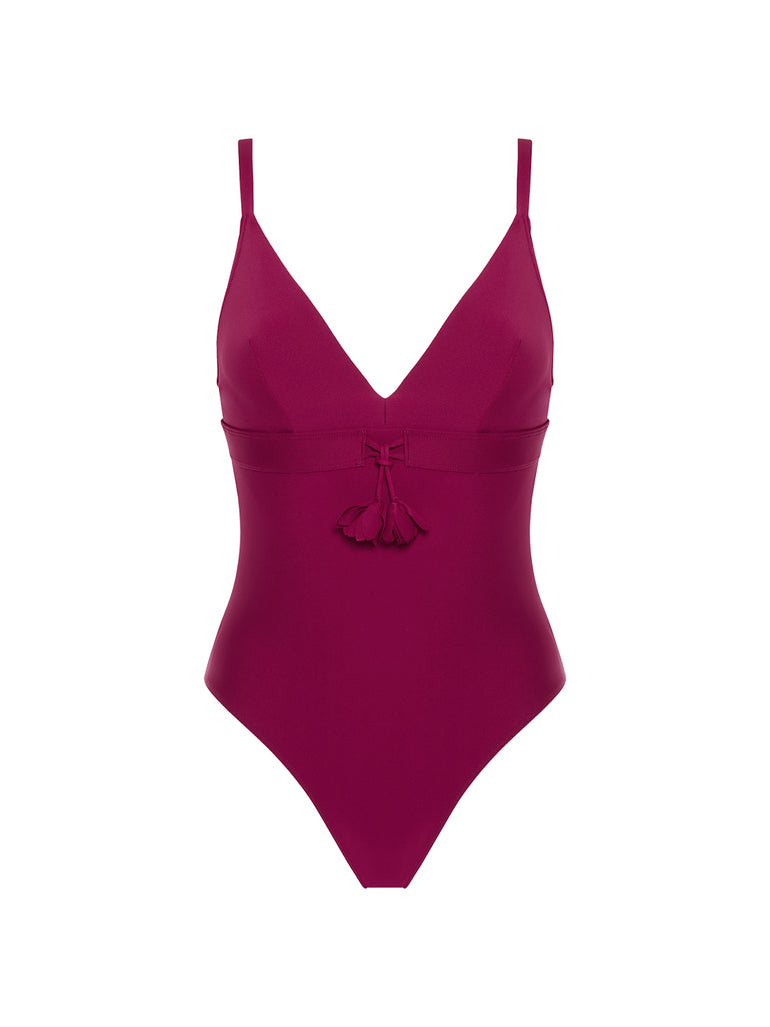 Underwired one-piece swimsuit - Cranberry