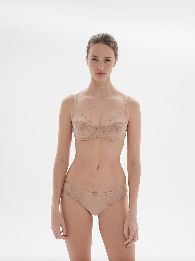 Full cup plunge bra - Nude