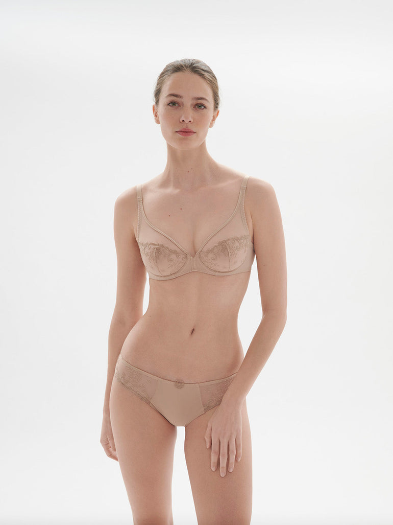 Full cup plunge bra - Nude