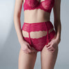 Reve Suspender Belt - Cranberry