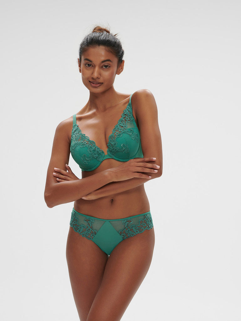 Plunging push-up bra - Garden Green