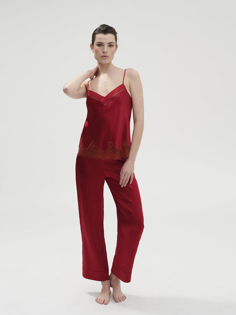 Nocturne Silk Top - Tango Red
