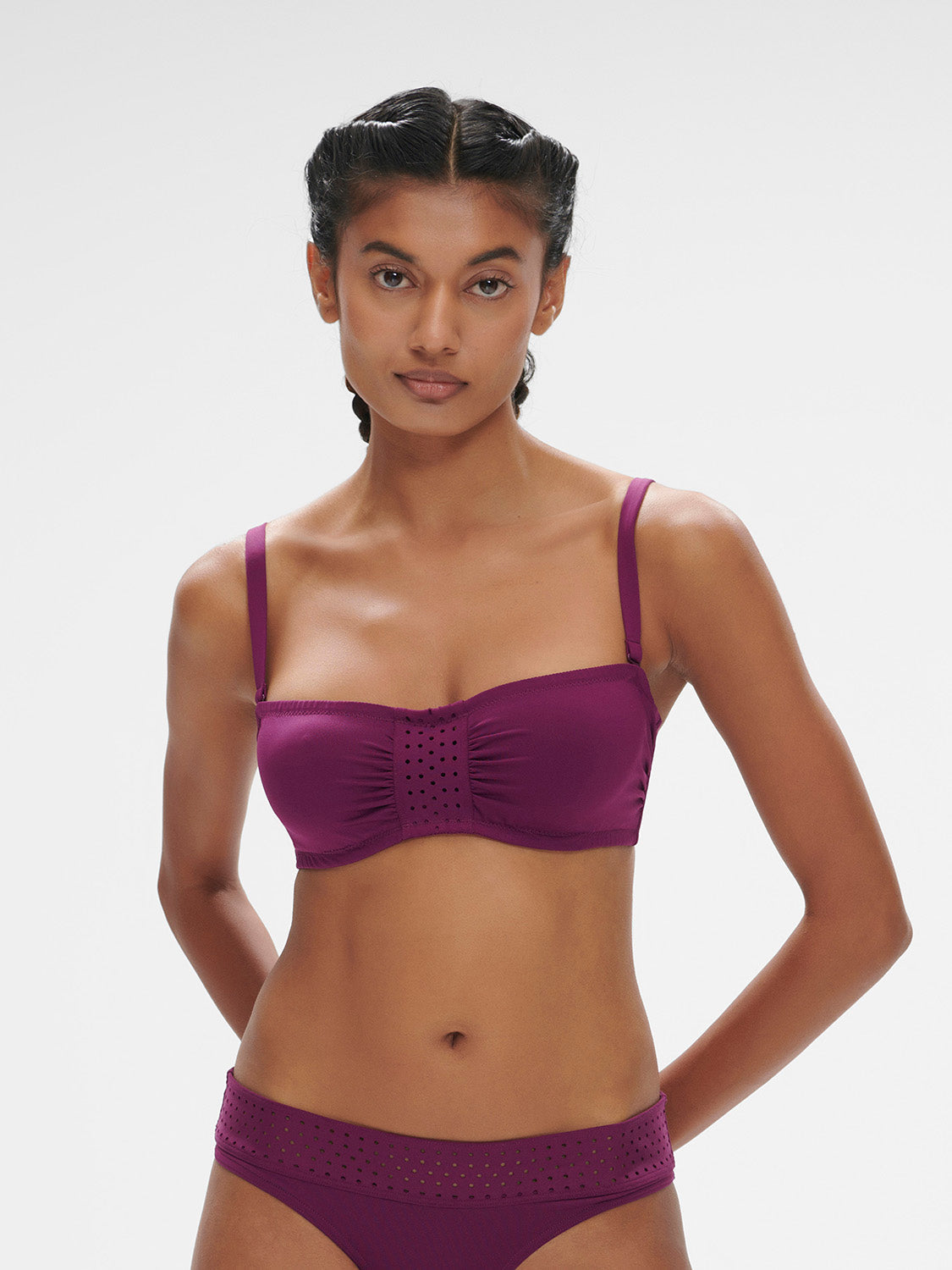 Underwired bandeau bikini top - Blackberry