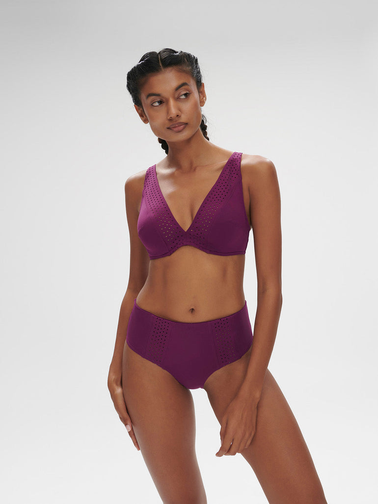 High-waist bikini brief - Blackberry