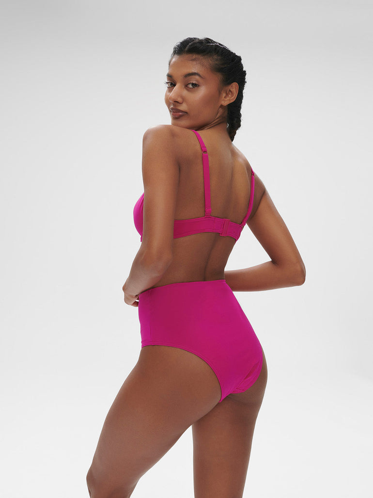 High-waist bikini brief - Hibiscus Pink
