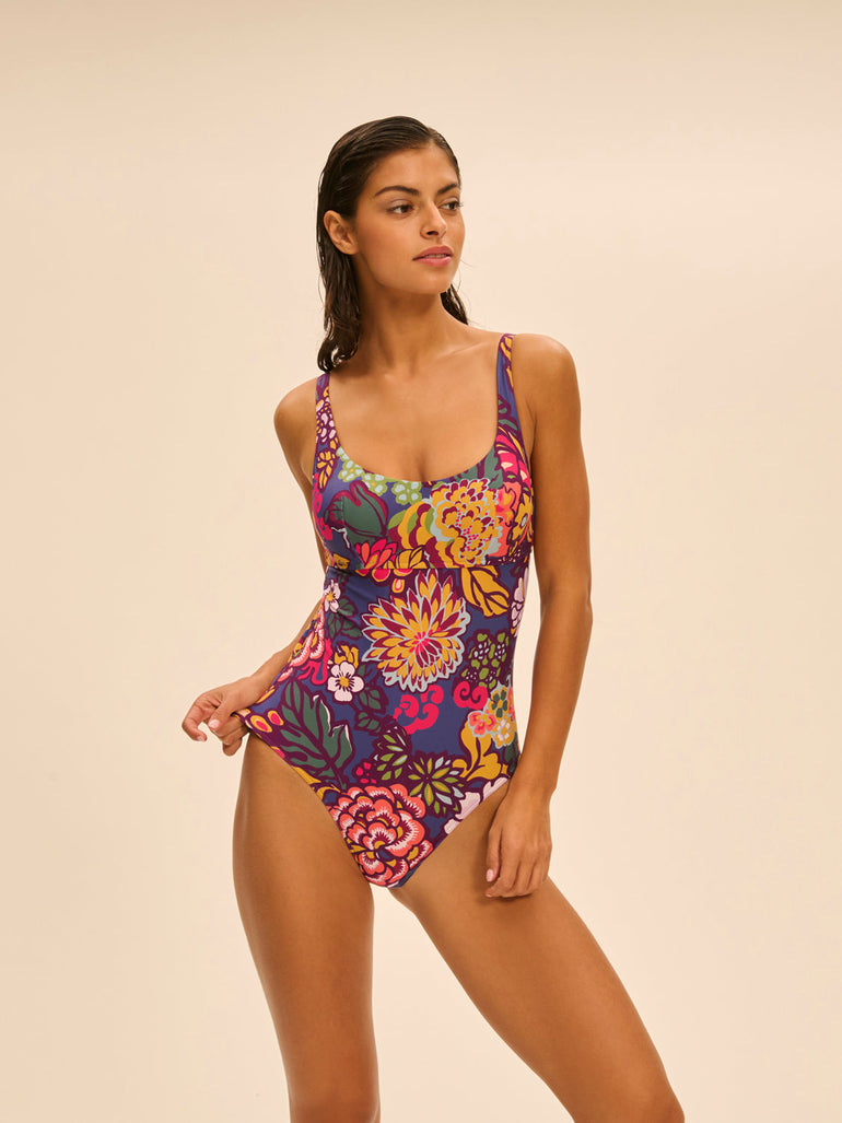 Underwired one-piece swimsuit - Bloom Print