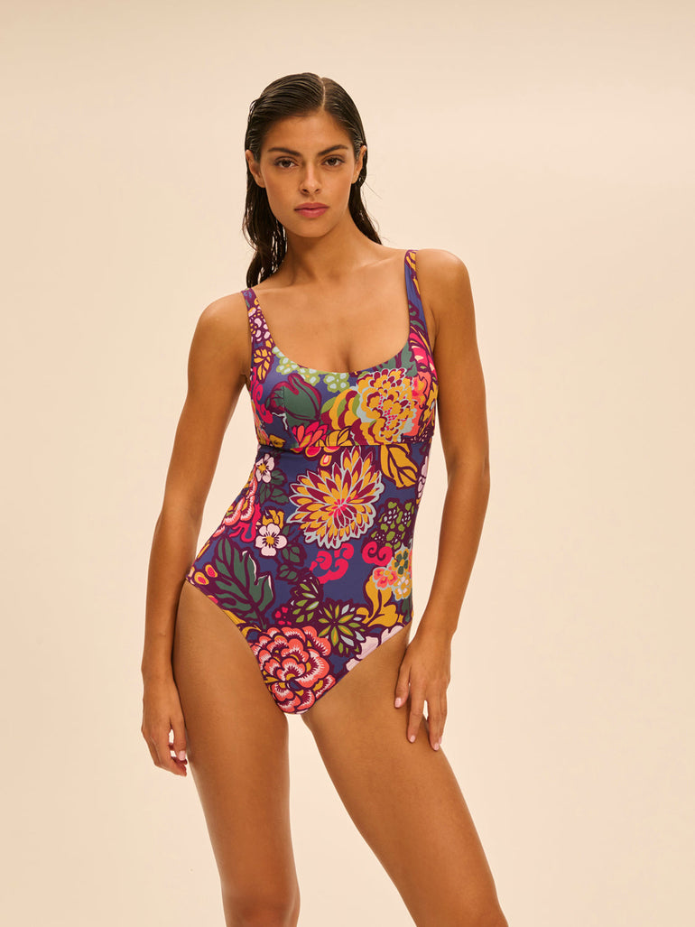 Underwired one-piece swimsuit - Bloom Print