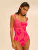 Underwired one-piece swimsuit - Bright Rose Print