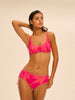 High-waist bikini brief - Bright Rose Print