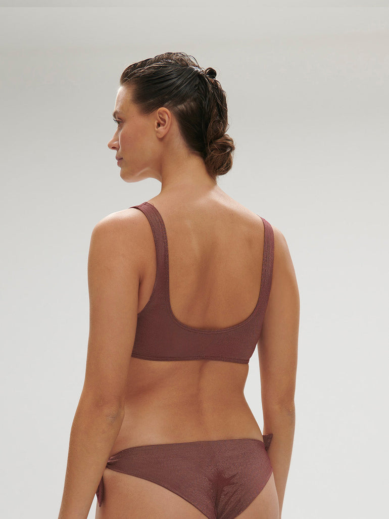Wireless bikini triangle - Lurex Dark Purple