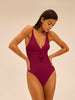 Underwired one-piece swimsuit - Cranberry