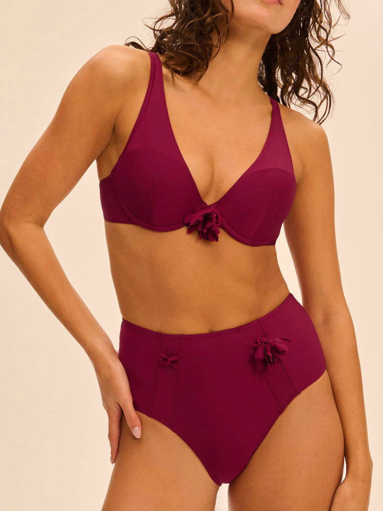 High-waist bikini brief - Cranberry