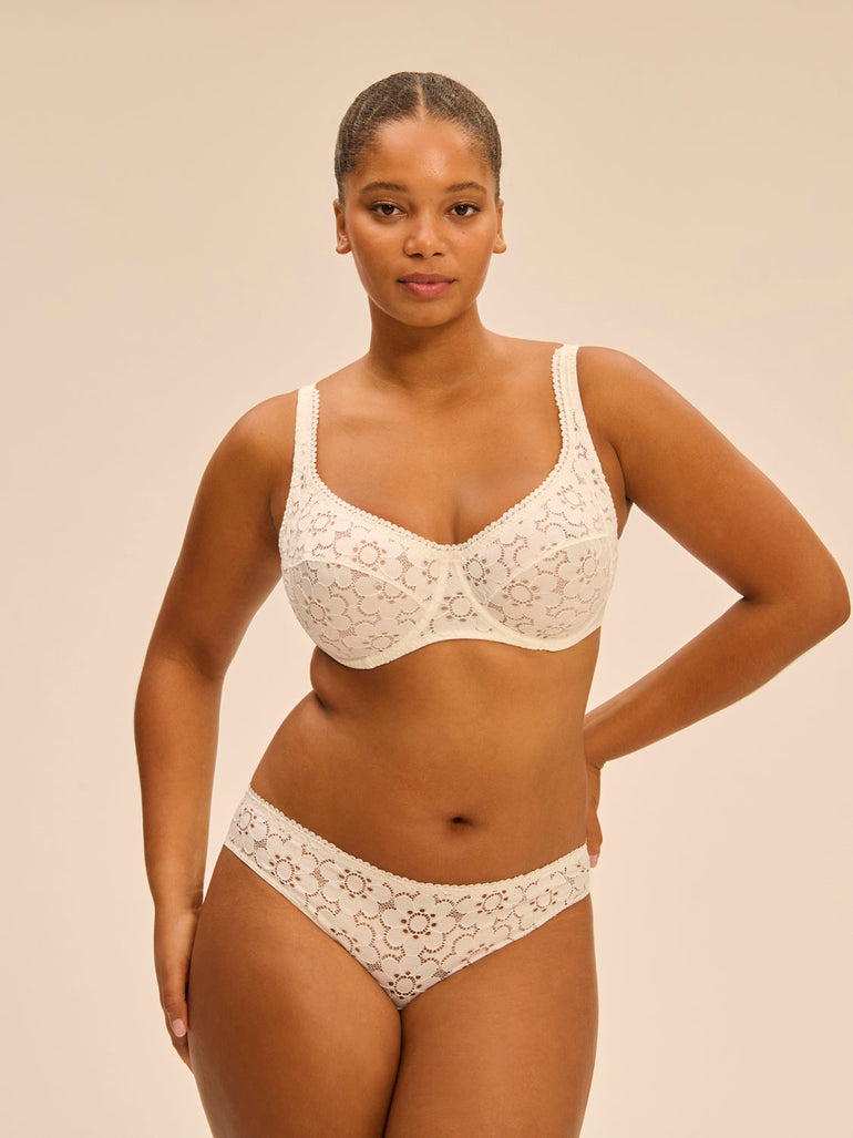 Plunging full cup bra - Natural