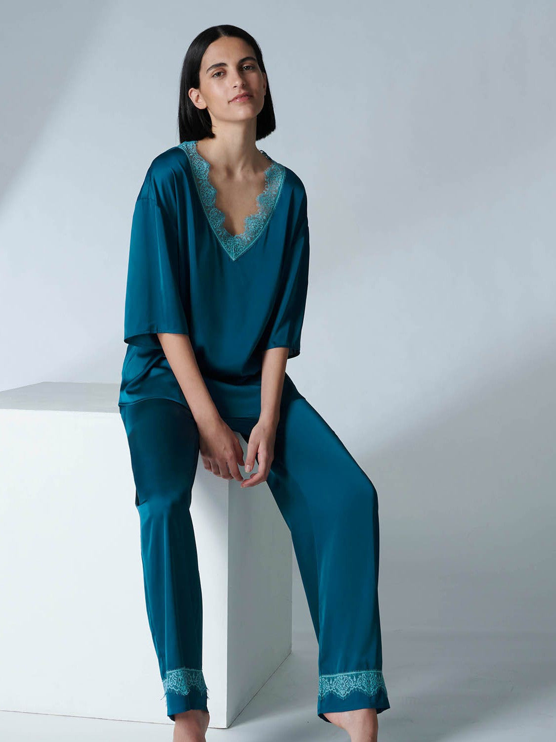Short Sleeve Top - Cyan Blue