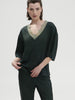 Satin Secrets Short Sleeve Top - Kolsaï Green