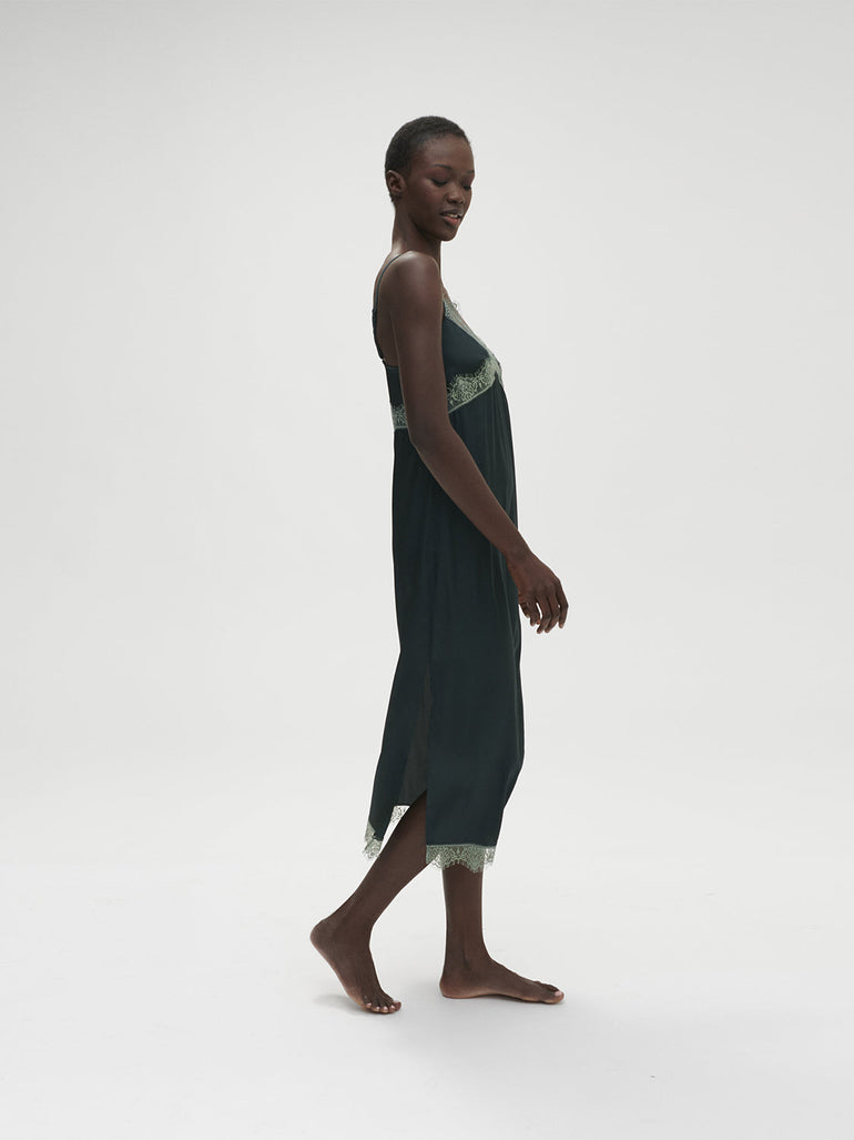 Satin Secrets Long Nightdress - Kolsaï Green