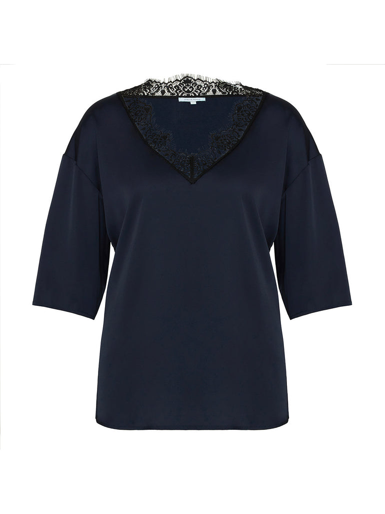 Satin Secrets Short Sleeve Top - Full Moon