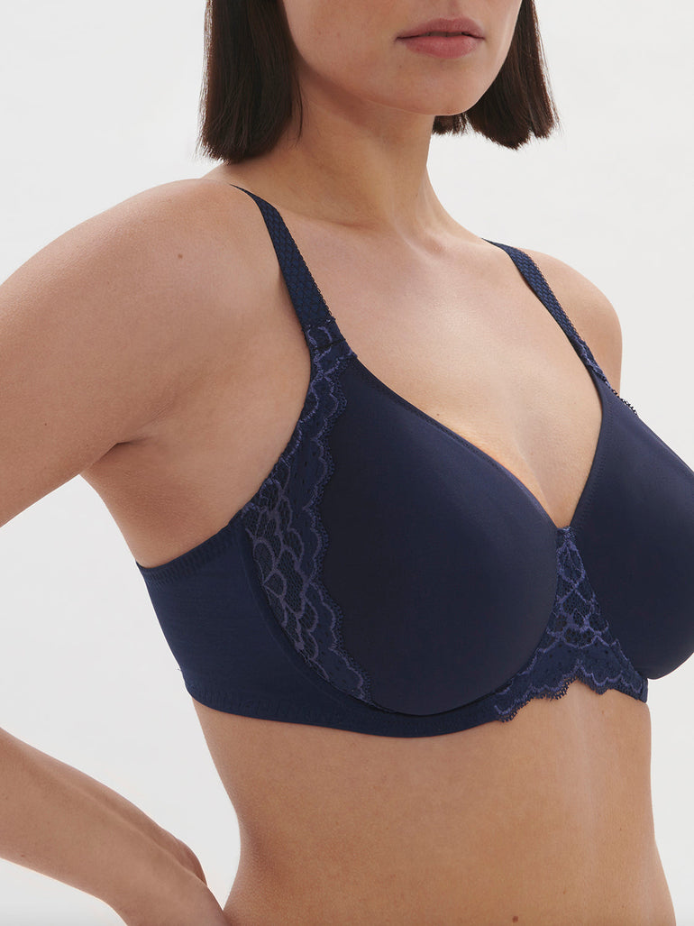Moulded rigid underwired bra - Ink Blue