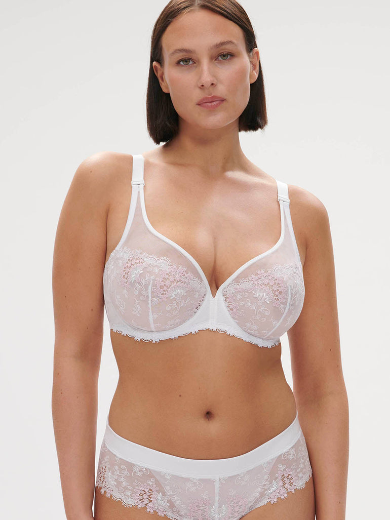 Plunging underwired bra - Cristal White