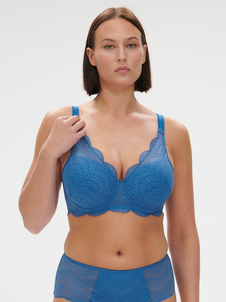 Squared neckline spacer bra - Myosotis Blue