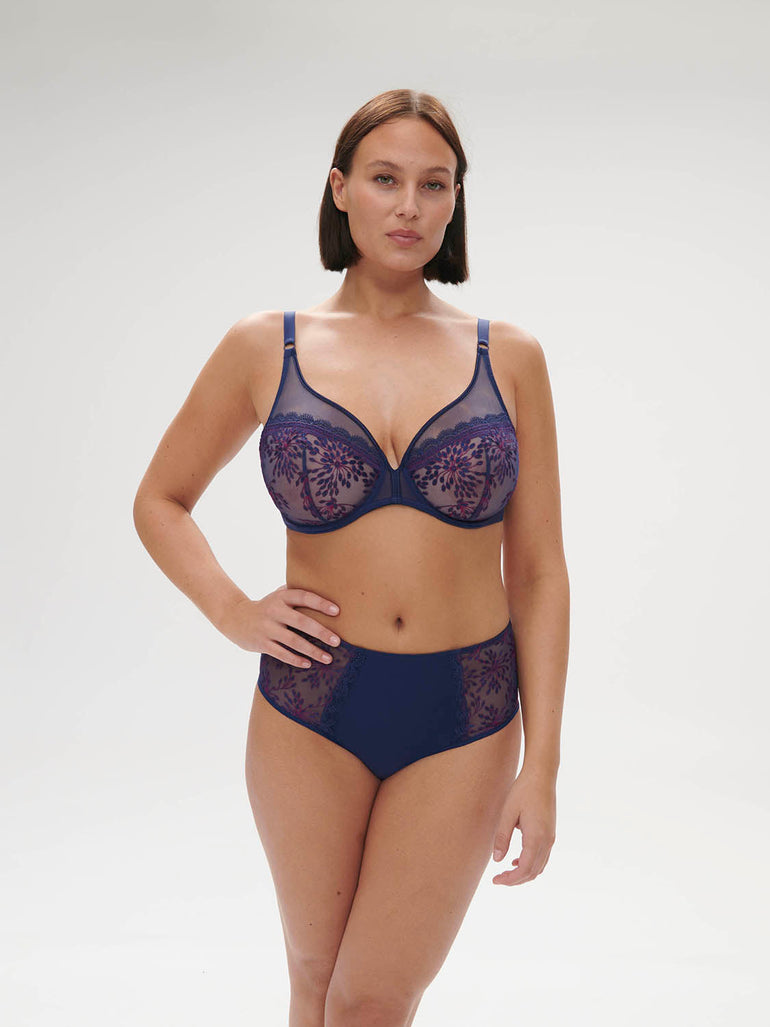 Plunging underwired bra - Midnight