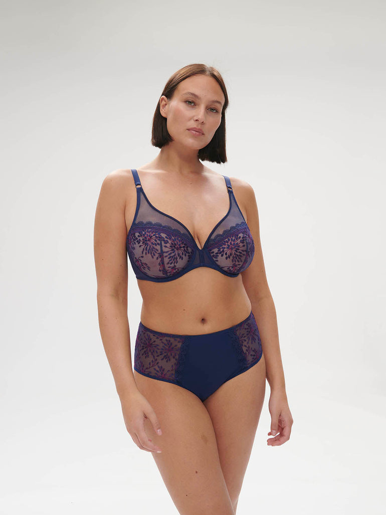 Plunging underwired bra - Midnight