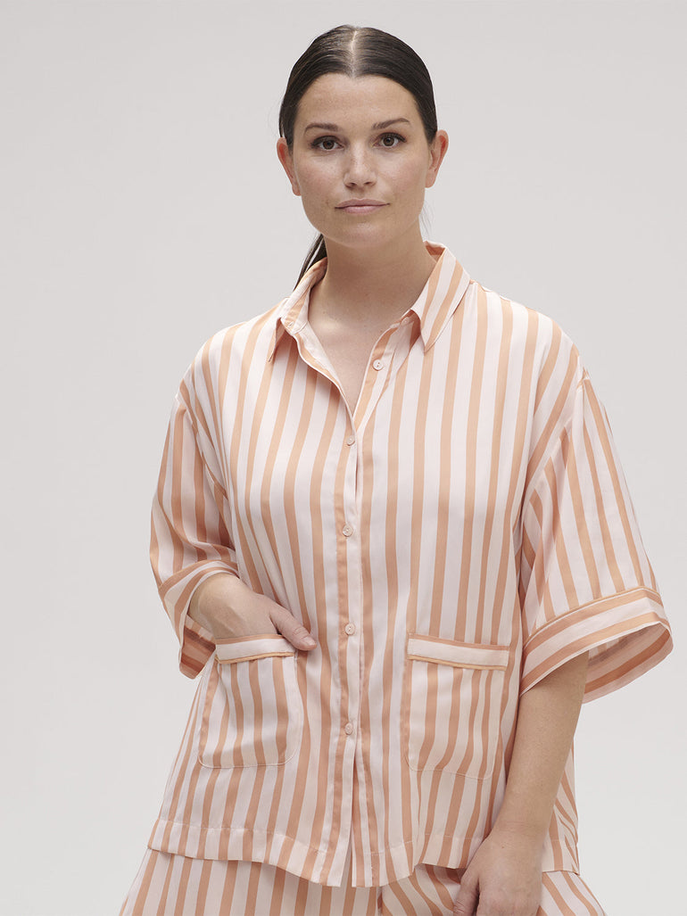 Caprice Short Sleeve Top  - Peach Nights