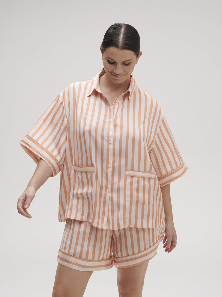 Caprice Short Sleeve Top  - Peach Nights