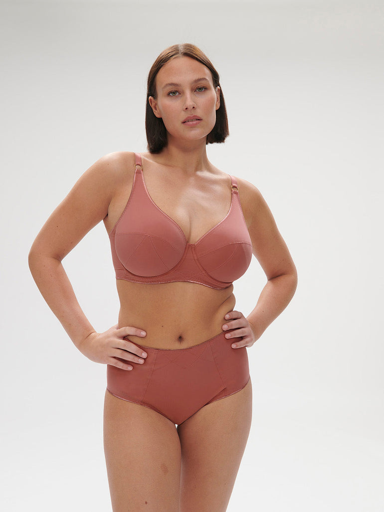 Plunging underwired bra - Lychee
