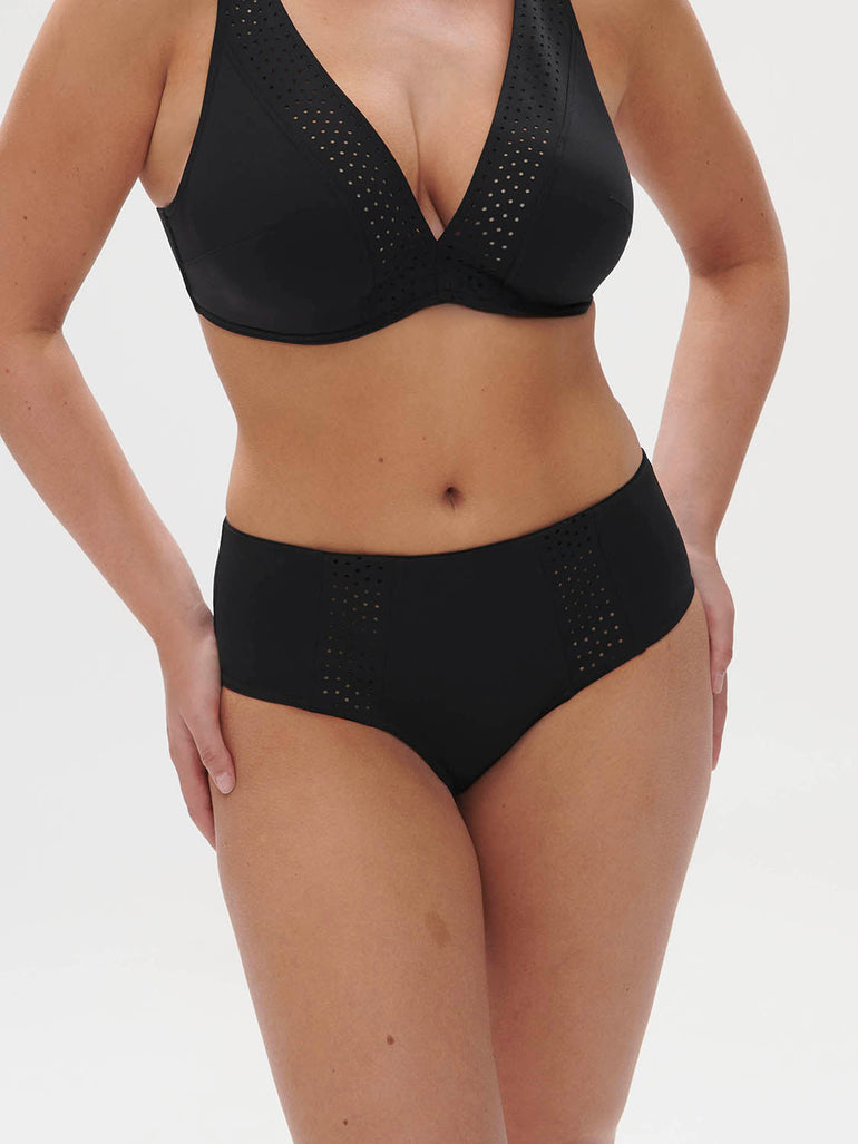 High-waist bikini brief - Black