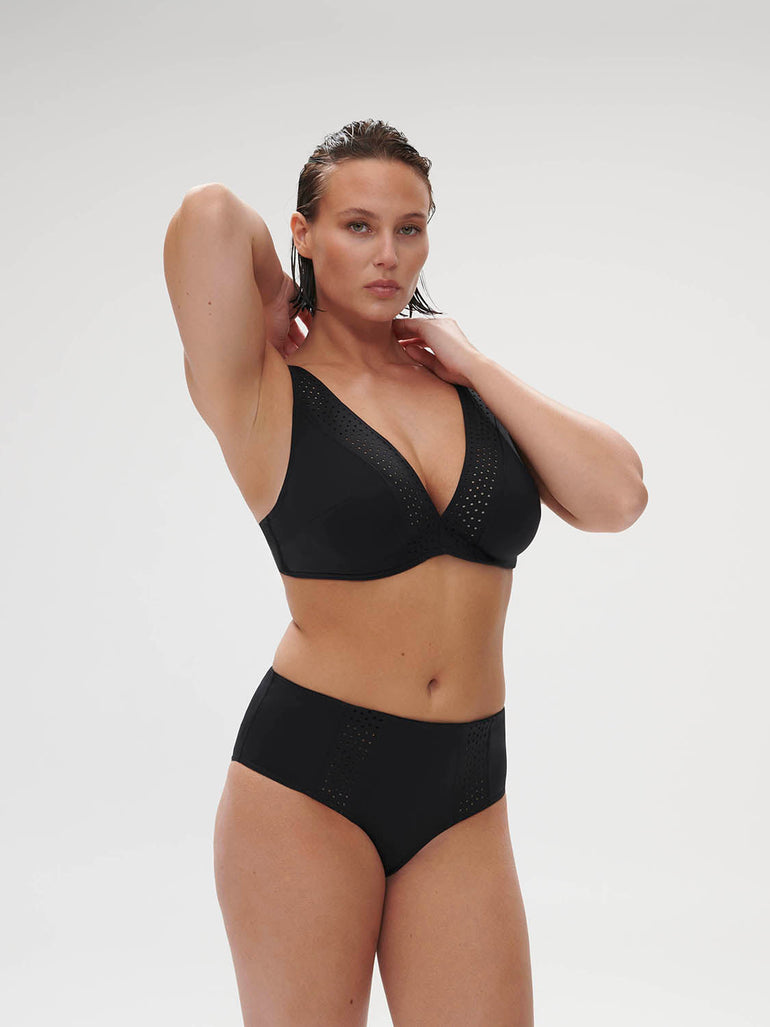 High-waist bikini brief - Black