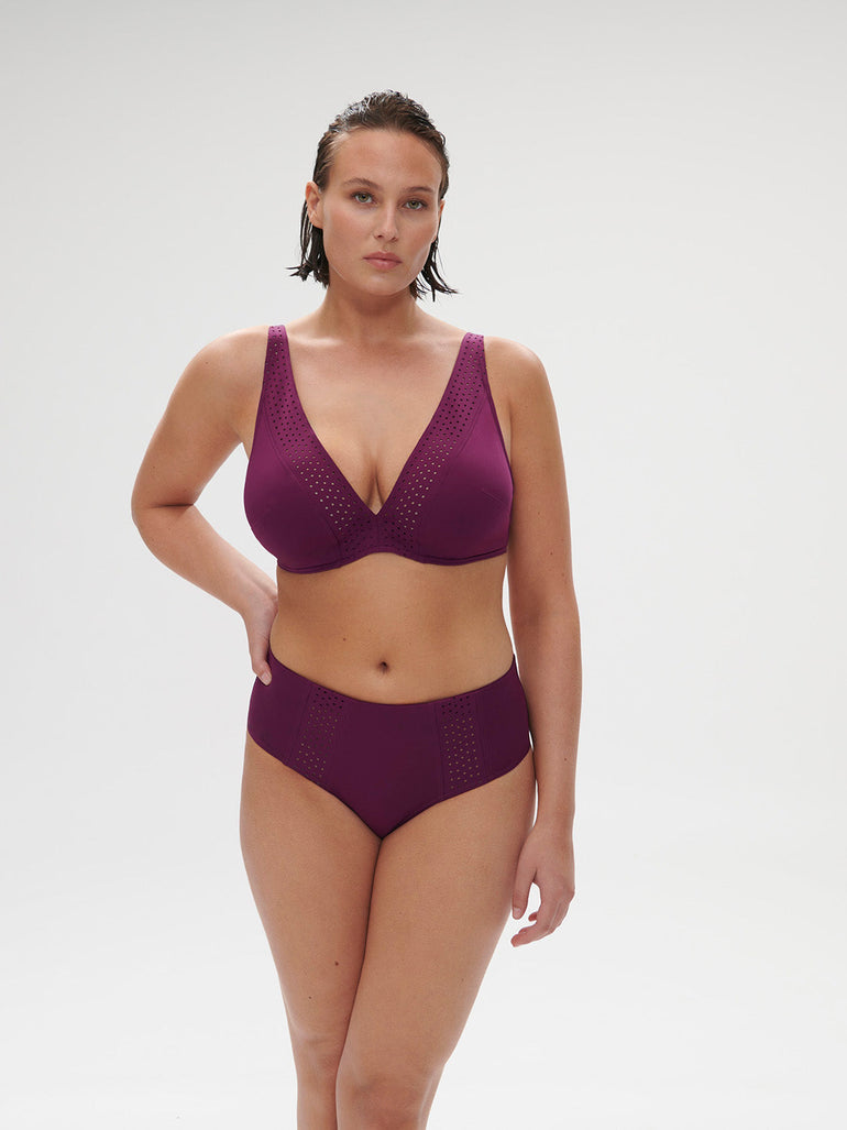 High-waist bikini brief - Blackberry
