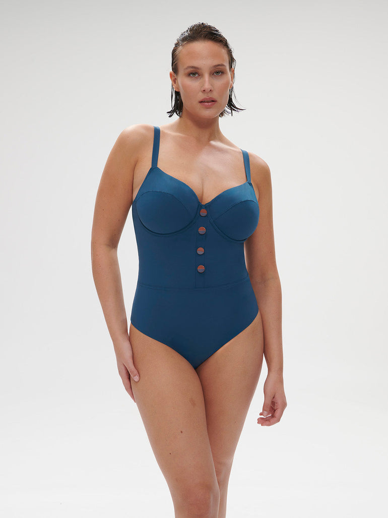 Underwired one-piece swimsuit - Mystery blue