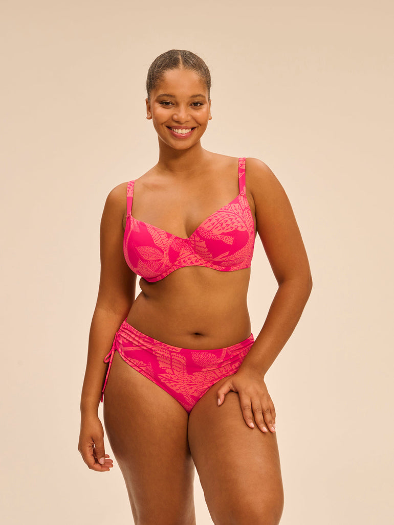 High-waist bikini brief - Bright Rose Print