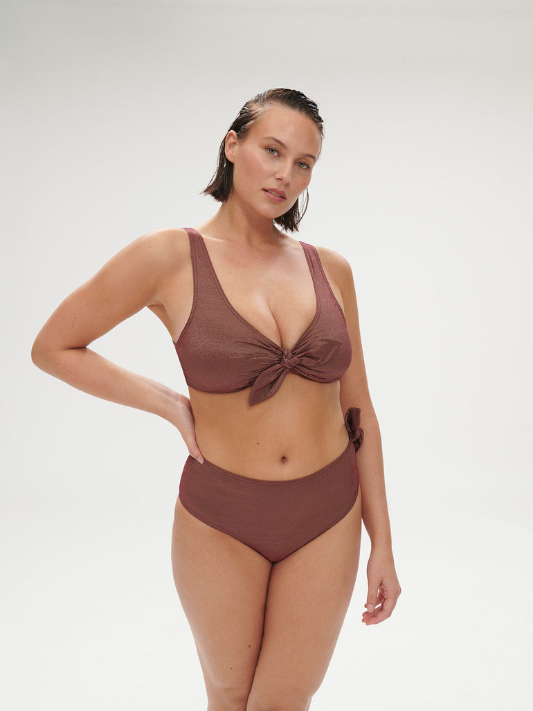 Wireless bikini triangle - Lurex Dark Purple