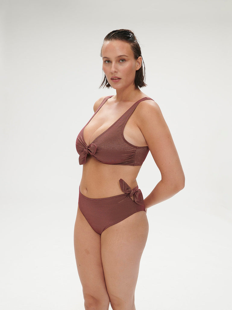 High-waist bikini brief - Lurex Dark Purple