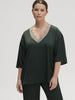 Satin Secrets Short Sleeve Top - Kolsaï Green