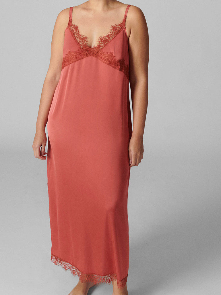 Satin Secrets Long Nightdress - Quartz Pink