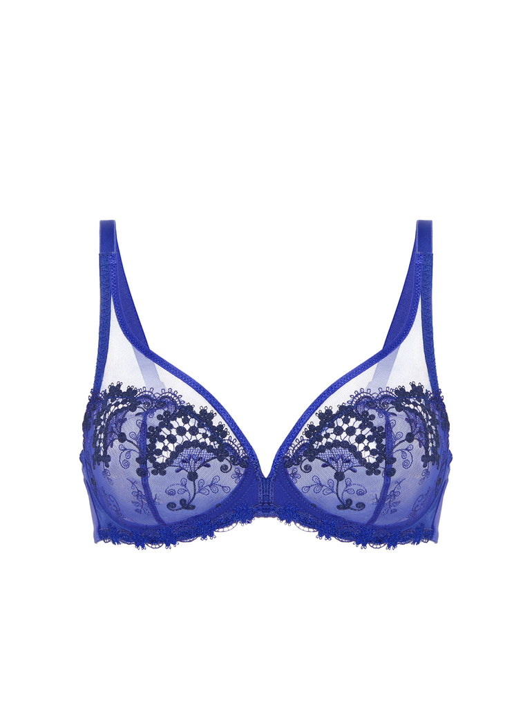 Plunging underwired bra - Electric blue