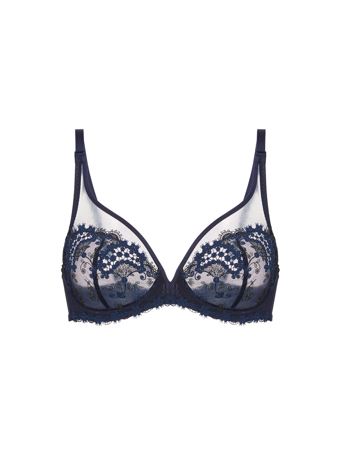 Plunging underwired bra - Sapphire