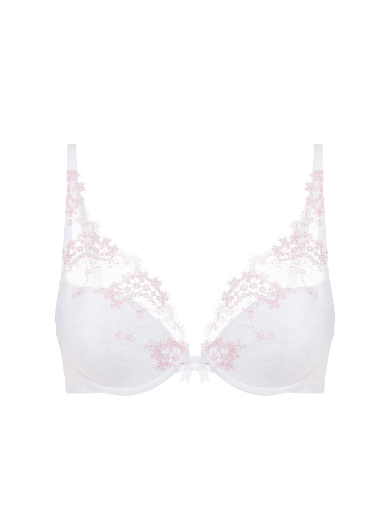 Plunging push-up bra - Cristal White