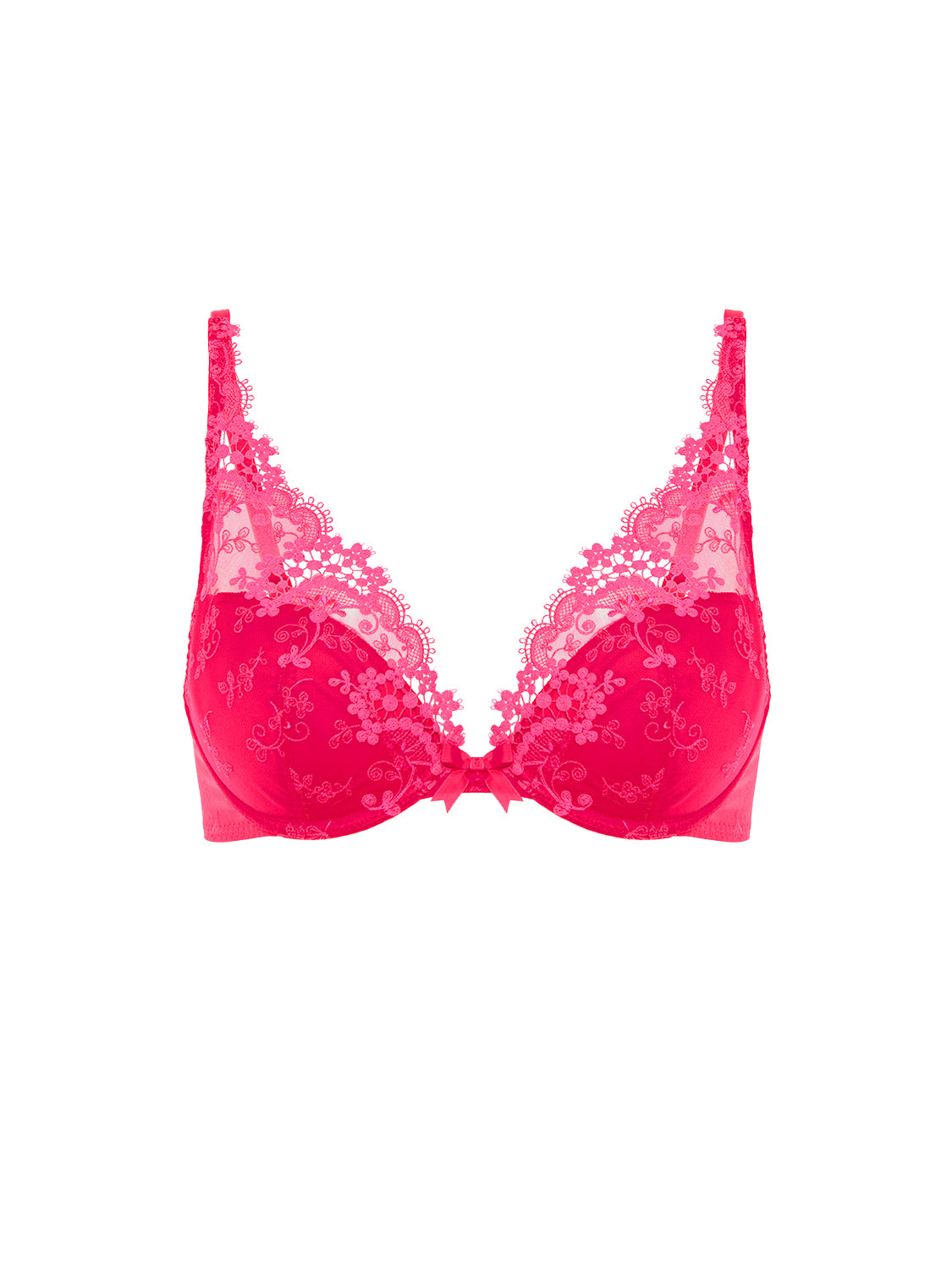 Plunging push-up bra - Fabulous Pink