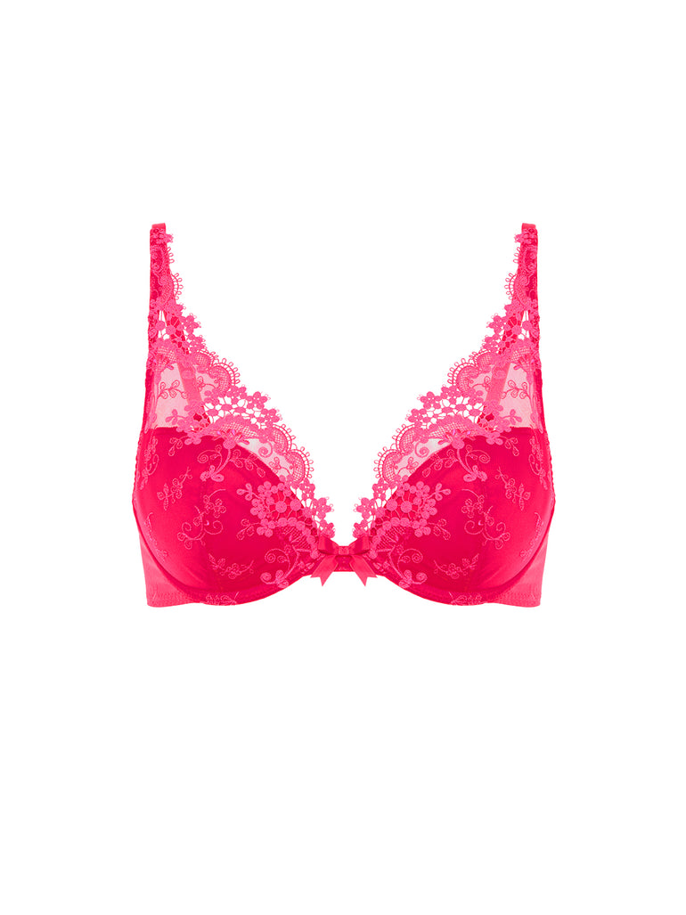 Plunging push-up bra - Fabulous Pink