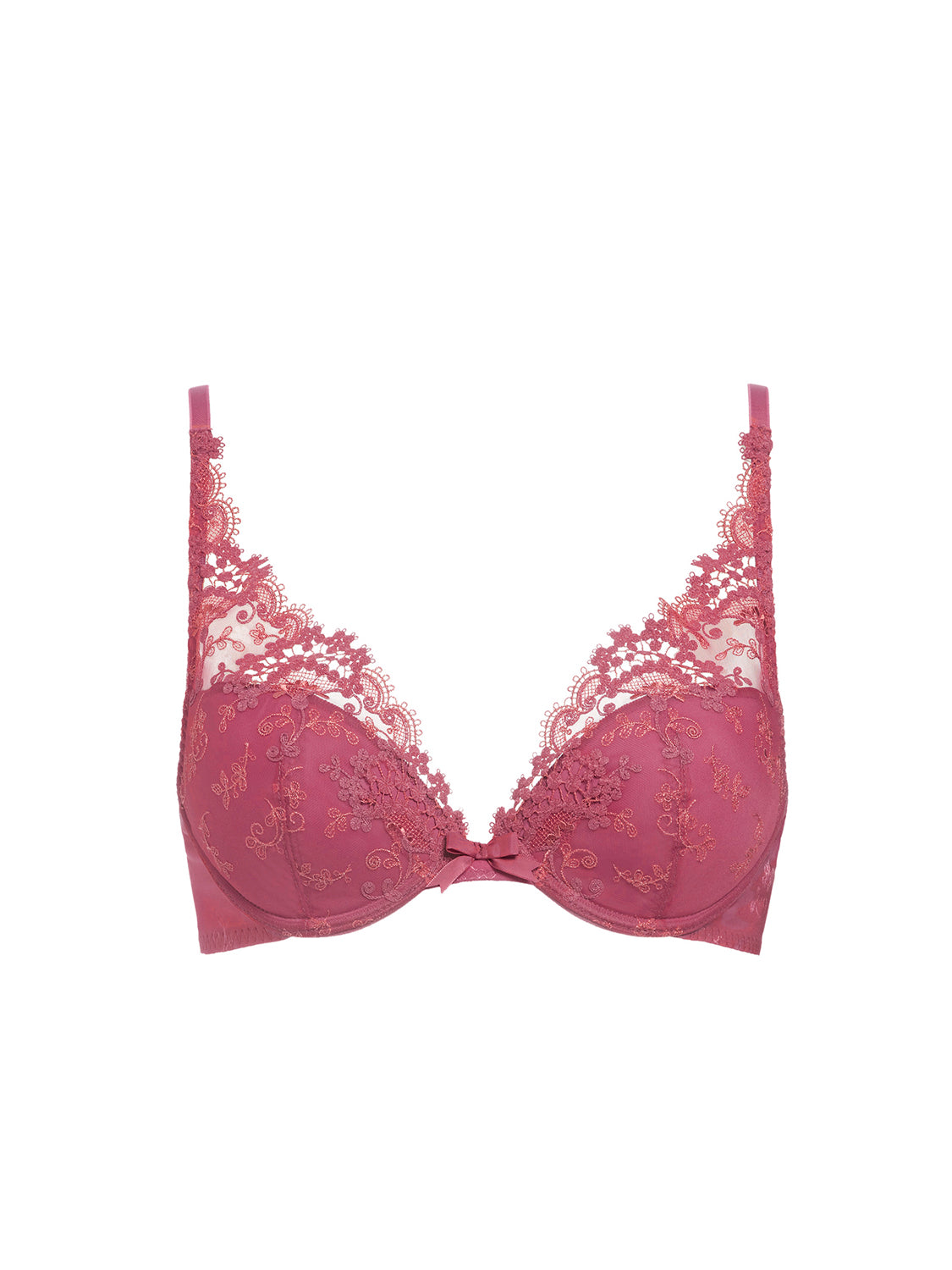 Plunging push-up bra - Rose sandalwood