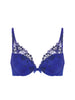 Plunging push-up bra - Electric blue