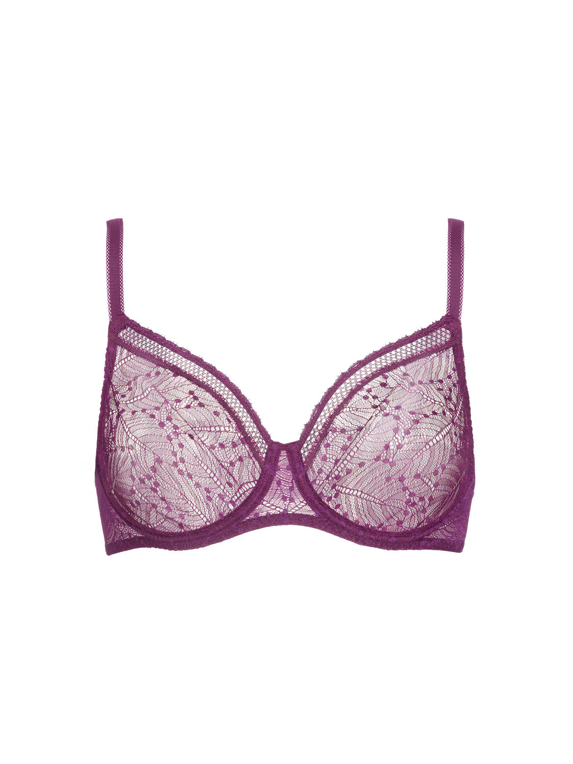 Plunging moulded underwired bra - Blackberry